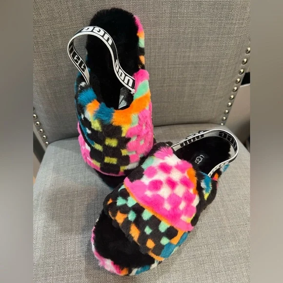 Multi colored ugg slides new arrivals